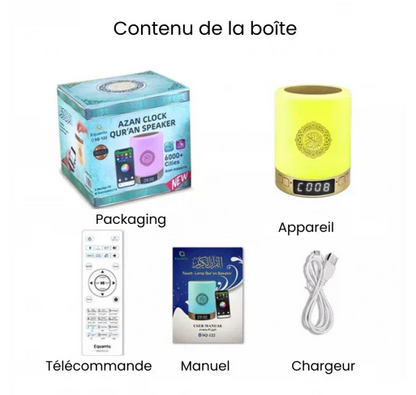 Lampe Coran Intelligente 5-En-1 | Lumière Relaxante + Récitations Des Meilleurs Imams